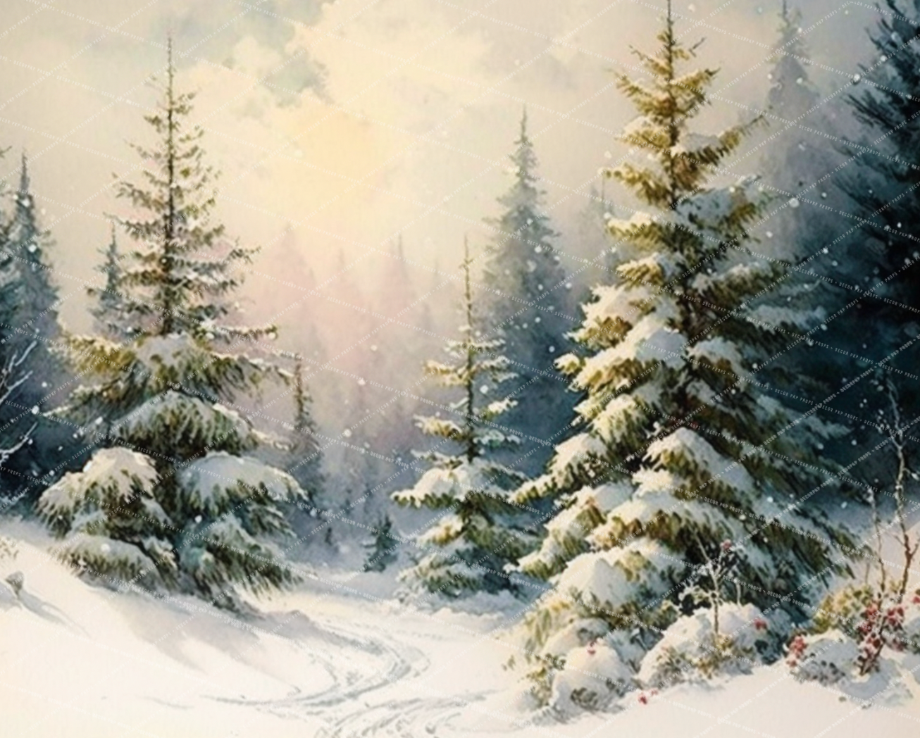 WATERCOLOR SNOW TREES - PKP