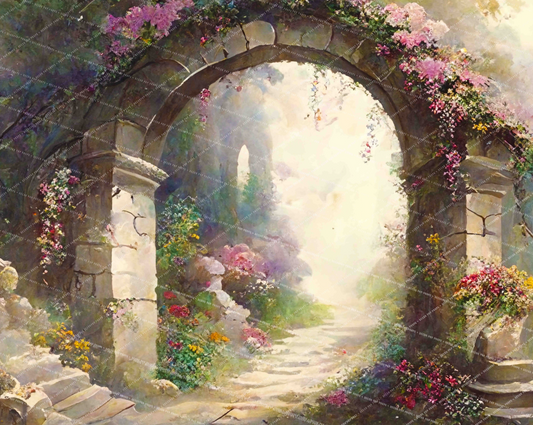 WATERCOLOR COLLECTION - Arch Garden Path