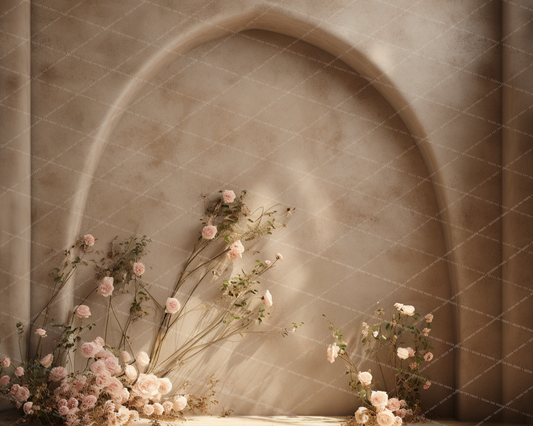 TAN ARCH WITH FLORAL - VP