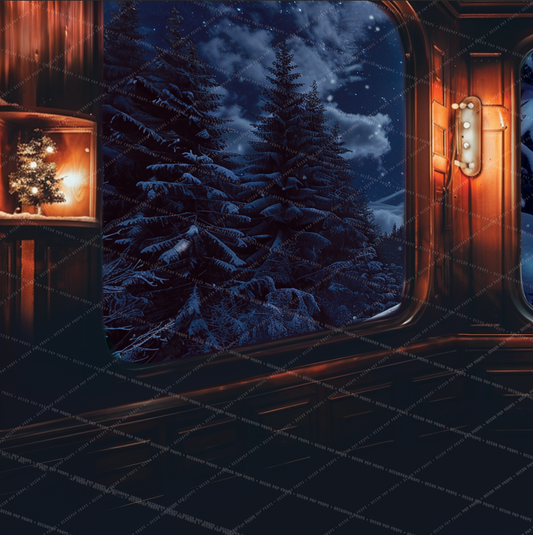 CHRISTMAS TRAIN CABIN Back Window - VH