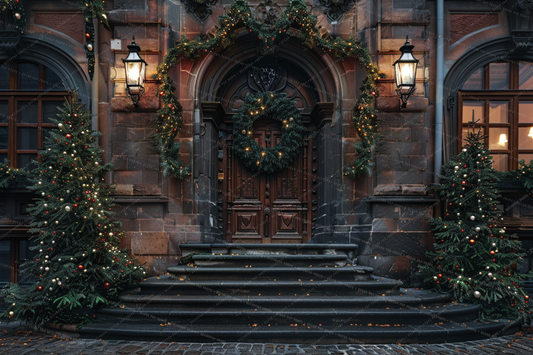 Town Hall Steps at Christmas with Gold - VH