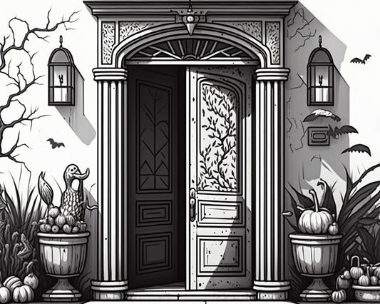 Hand Drawn Trick or Treat Door-AS