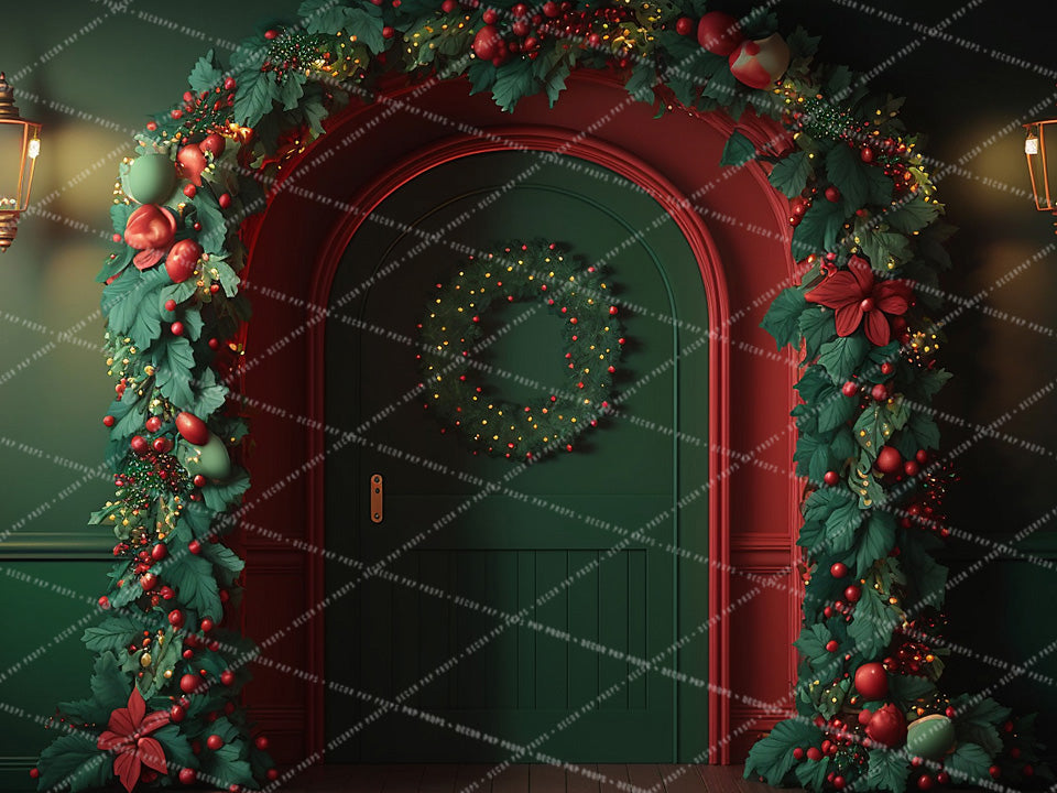 Green and Red Festive Door - AS