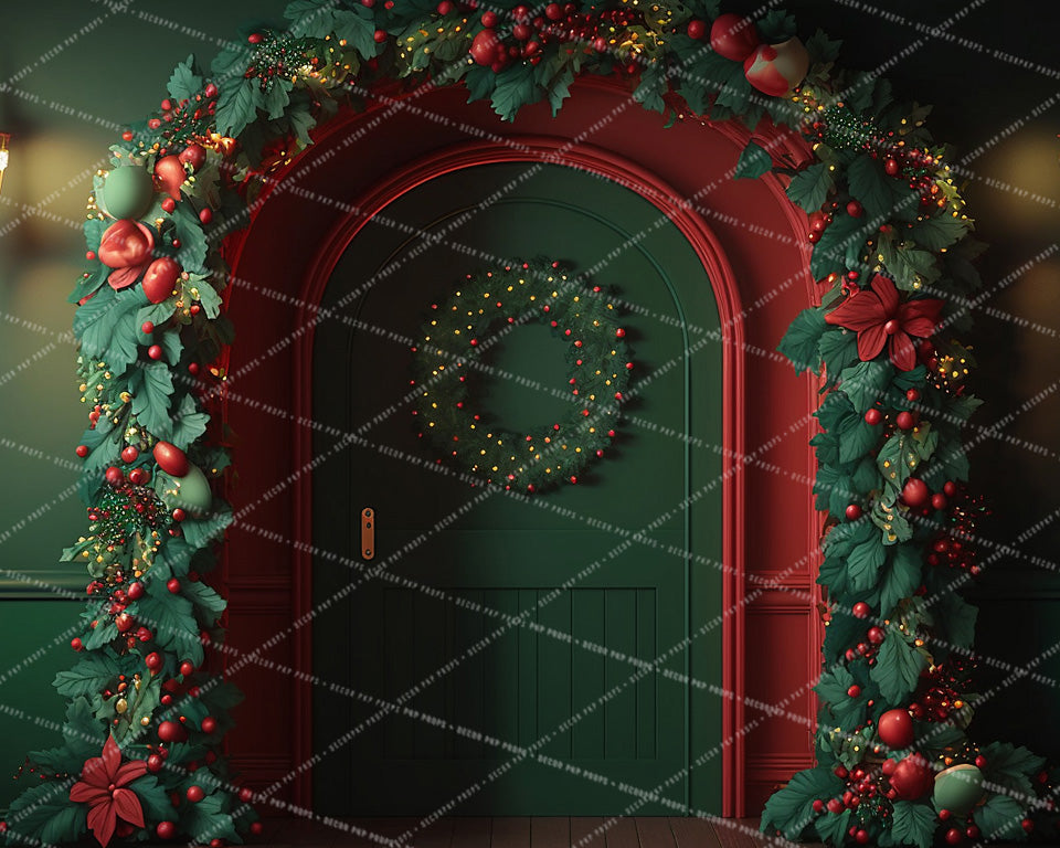 Green and Red Festive Door - AS