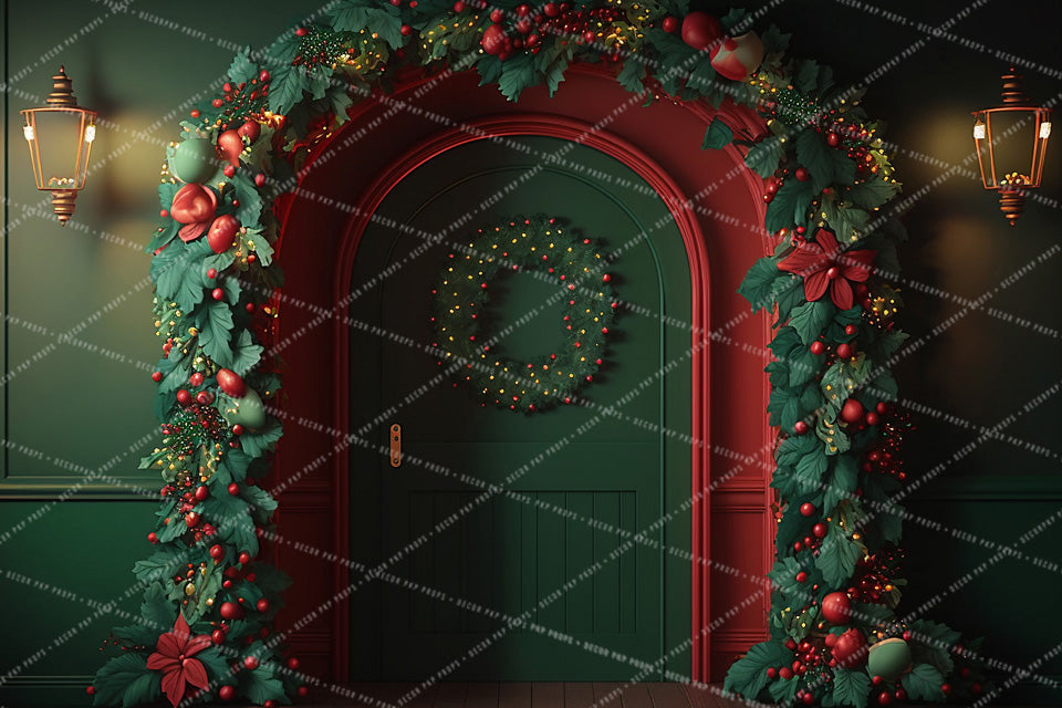 Green and Red Festive Door - AS