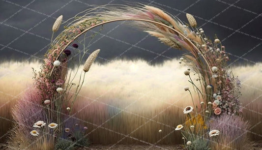 Painterly Dried Wildflower Rainbow Arch
