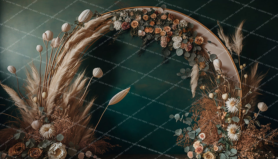 Rich Green Boho Arch