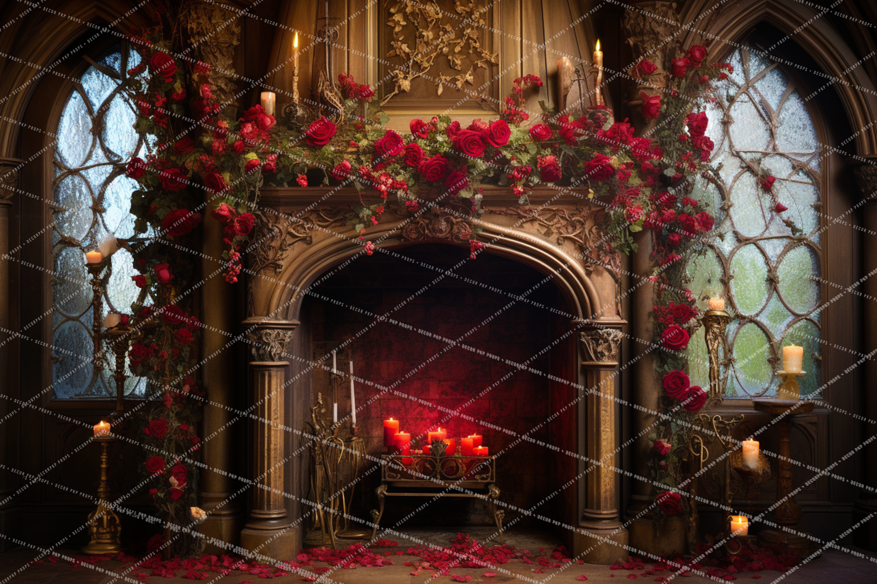 Pkp Roses Rose Enchanted Fireplace - PKP – PKP PROPS & DECOR