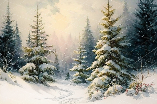 WATERCOLOR SNOW TREES  - PKP