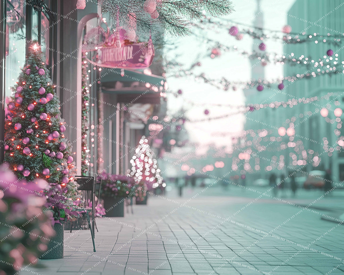 City Sidewalk Dressed in Pastel Holiday Style - MT