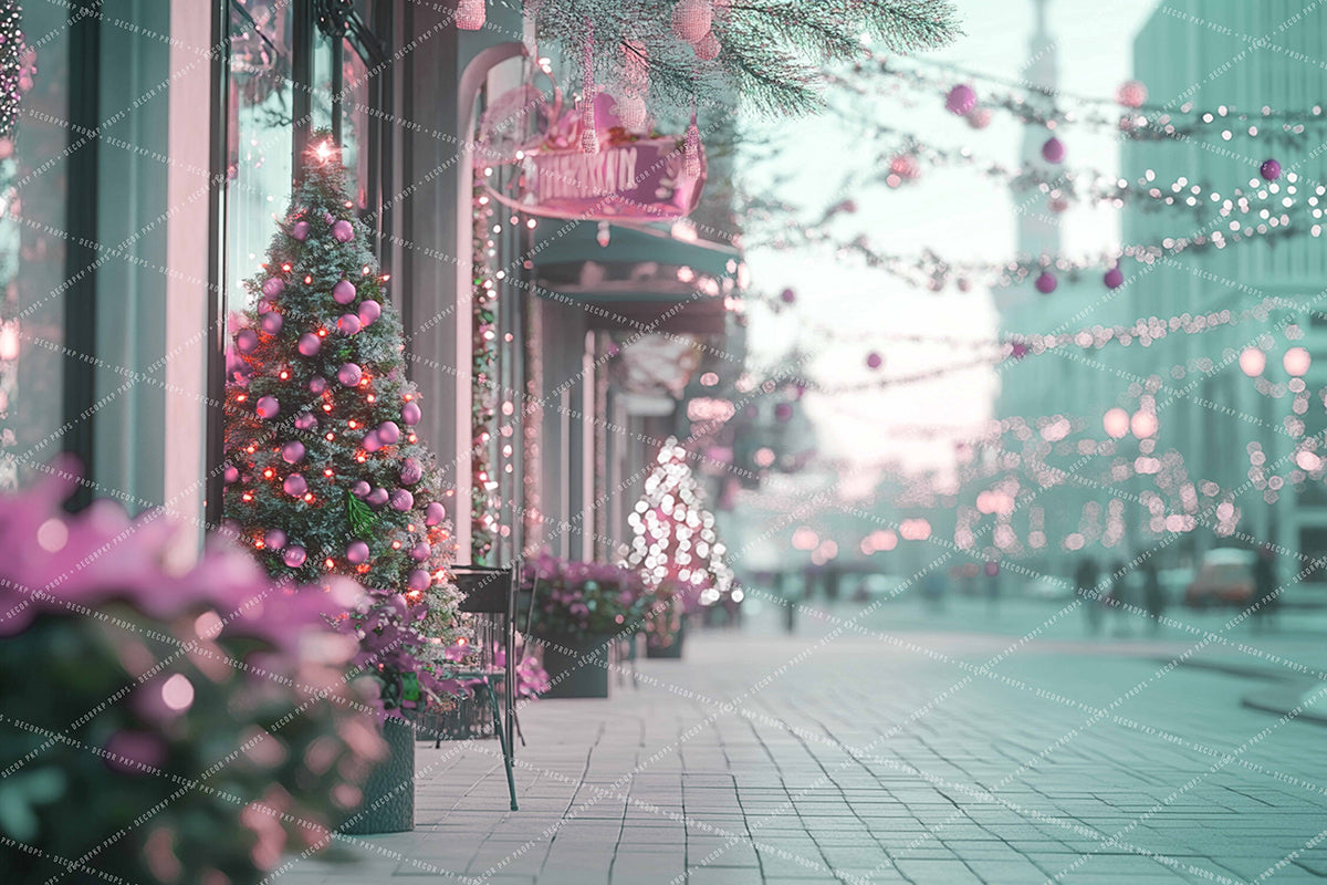 City Sidewalk Dressed in Pastel Holiday Style - MT