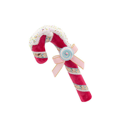 14" Pink Candy Cane w/Snow