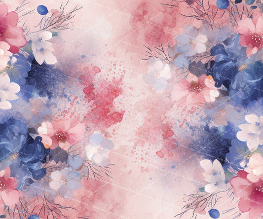 Blue and Pink Watercolor Floral Dainty - VP
