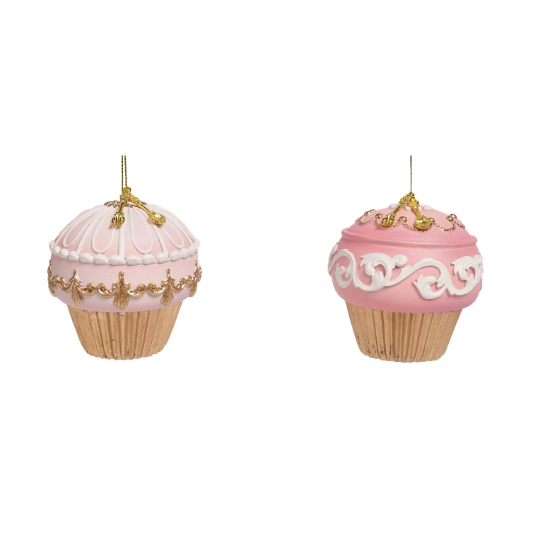 Pink Cupcakes Ornaments - 2 Set