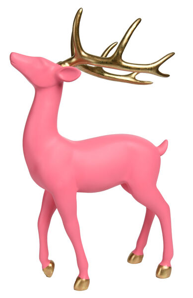 Bright Pink Deer w/Gold Antlers