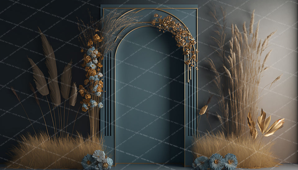 Blue and Wheat Boho Arch