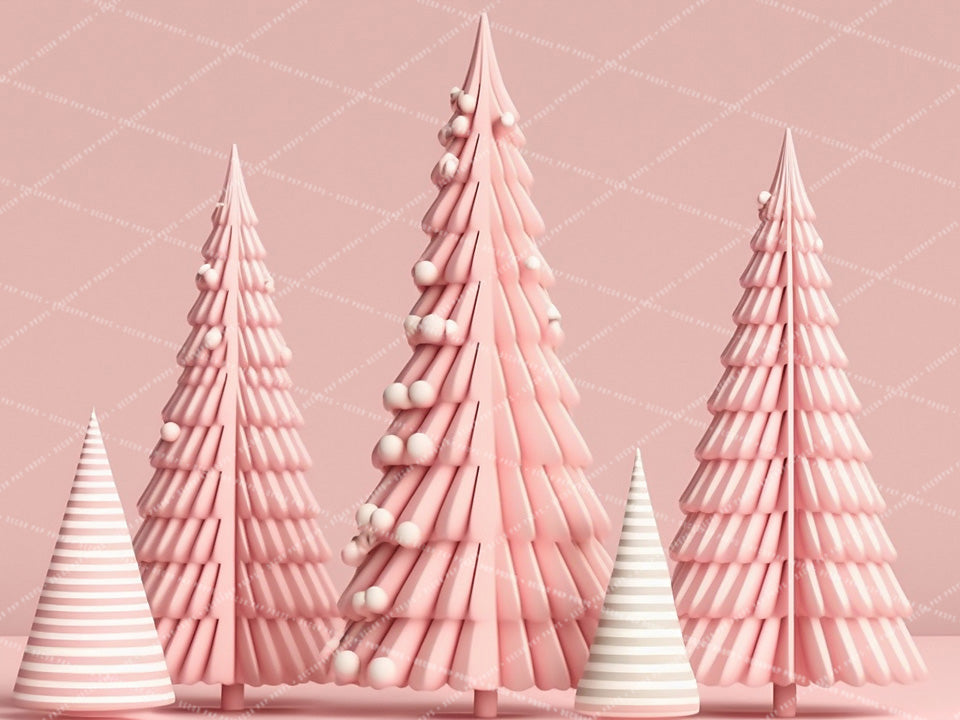 Cotton Candy Pink Christmas Trees - AS