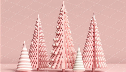 Cotton Candy Pink Christmas Trees - AS