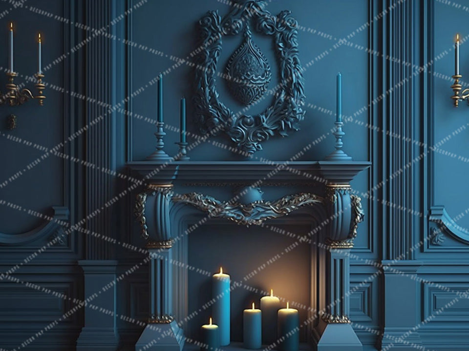 Elegant Blue Fireplace - AS