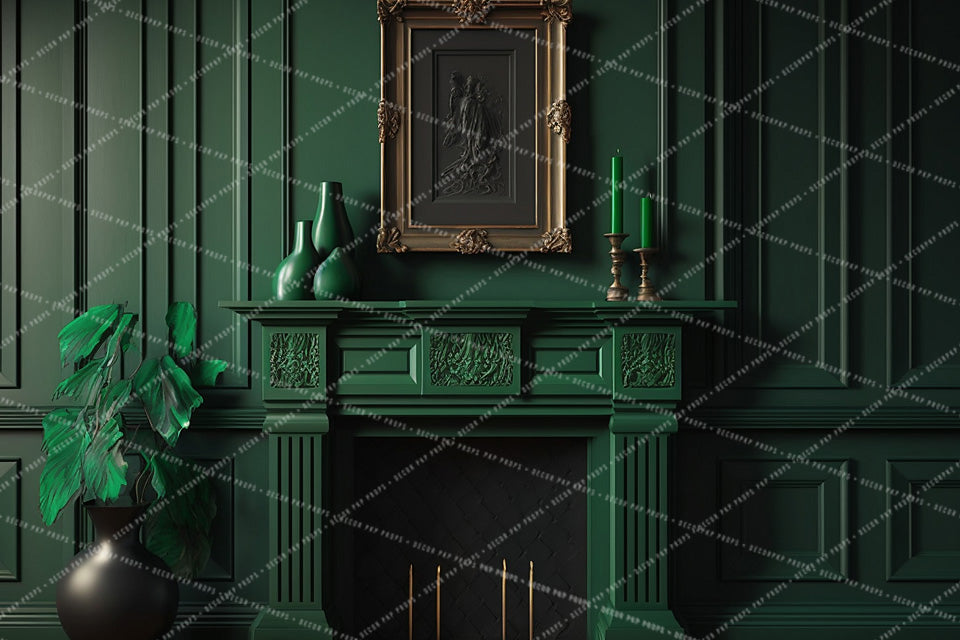 Elegant Green Fireplace - AS