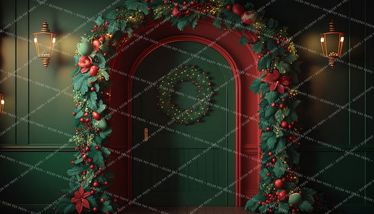 Green and Red Festive Door - AS